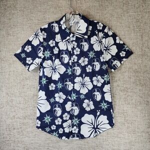Seattle Mariners Lou Pinella Floral Button Up Shirt PROMO Adult M Navy Blue NEW